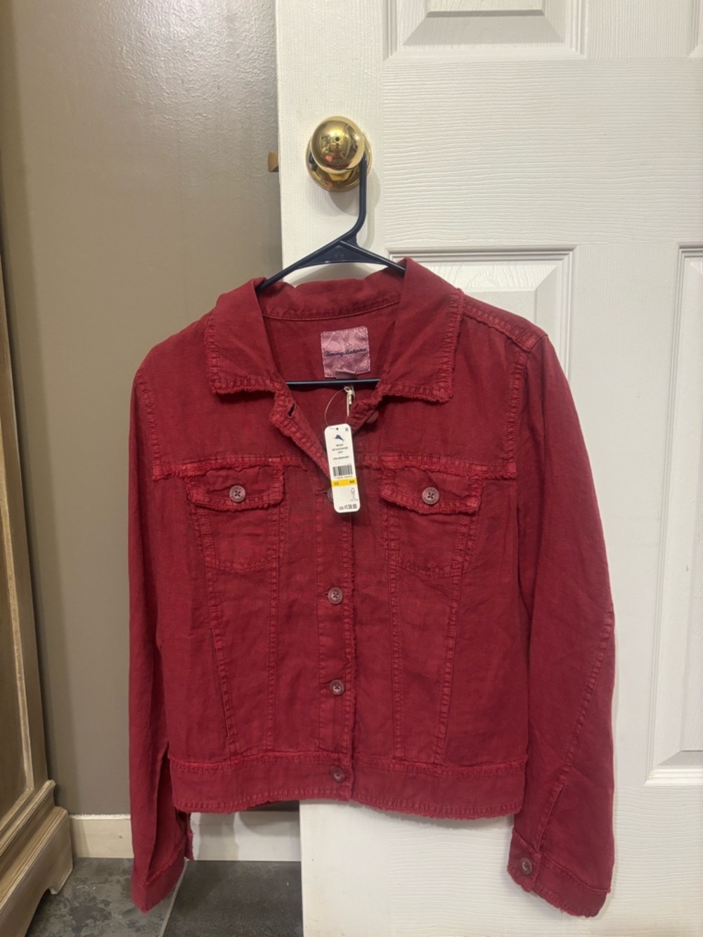 Tommy Bahama Women's Red Button-Front Jean Jacket
